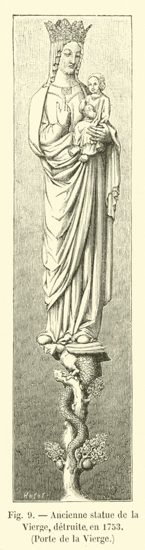 Antigua estatua de la Virgen, destruida en 1753, Puerta de la Virgen de French School