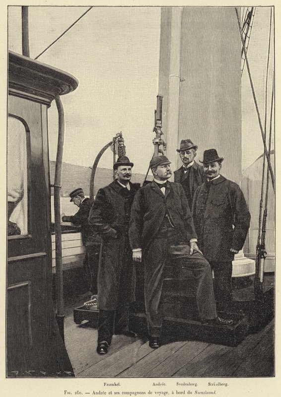Andree y sus compañeros de viaje, a bordo del Svensksund de French School