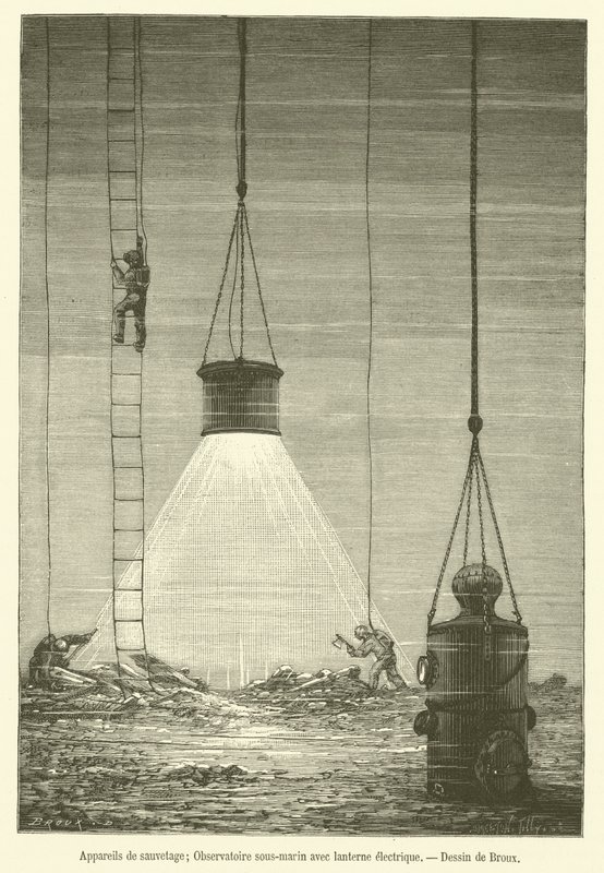 Aparatos de rescate, Observatorio submarino con linterna eléctrica de French School