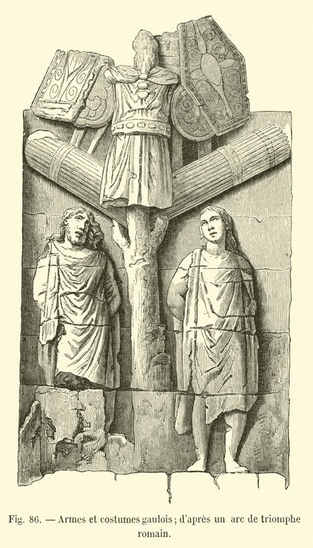 Armas y trajes galos; según un arco de triunfo romano de French School