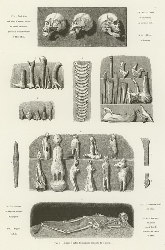 Armas y herramientas de los primeros habitantes de la Galia de French School