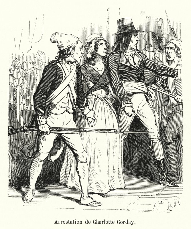Arresto de Charlotte Corday de French School