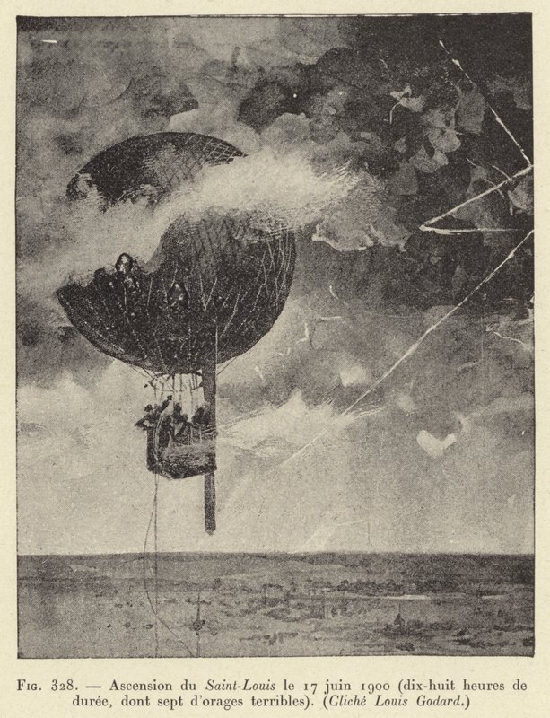 Ascensión de Saint-Louis el 17 de junio de 1900 (dieciocho horas de duración, de las cuales siete fueron de tormentas terribles) de French School