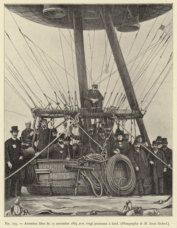 Ascensión libre del 17 de noviembre de 1889 con veinte personas a bordo de French School