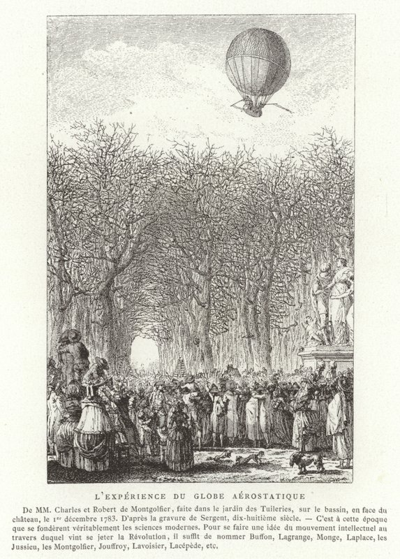 Ascenso del Globo Aerostático de los Hermanos Montgolfier, París, 1 de diciembre de 1783 de French School
