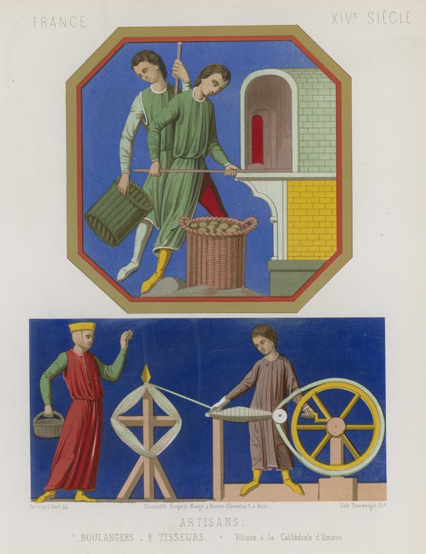 Panaderos y tejedores de las ventanas de la Catedral de Amiens de French School