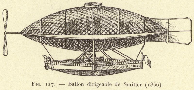 Globo dirigible de Smitter (1866) de French School