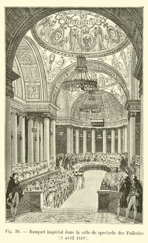 Banquete imperial en la sala de espectáculos de las Tullerías, 2 de abril de 1810 de French School