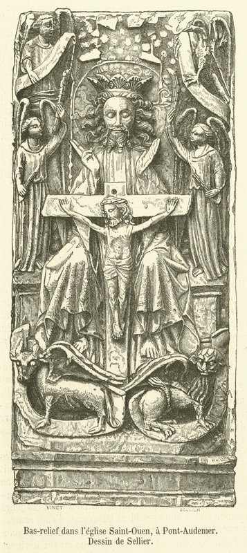 Bajorrelieve en la iglesia de Saint-Ouen, en Pont-Audemer de French School