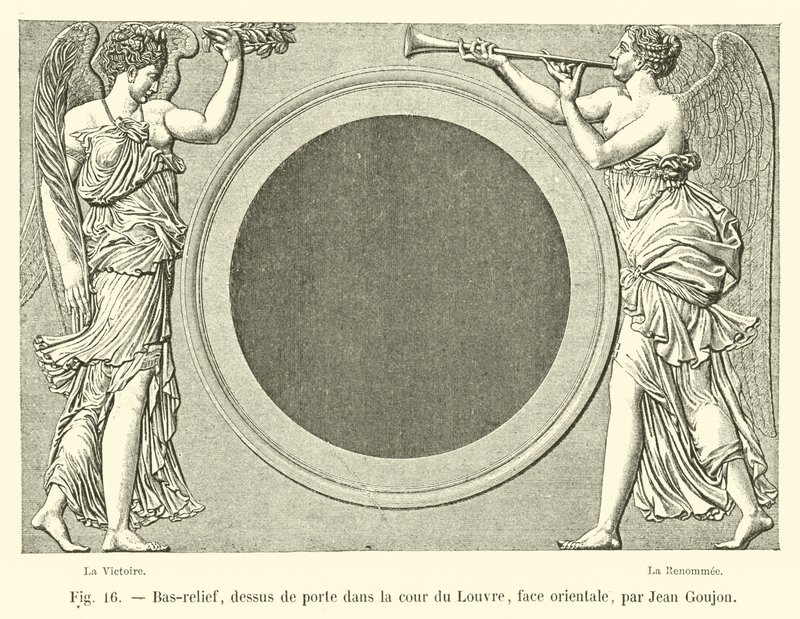 Bajorrelieve, sobrepuerta en el patio del Louvre, fachada oriental, por Jean Goujon de French School
