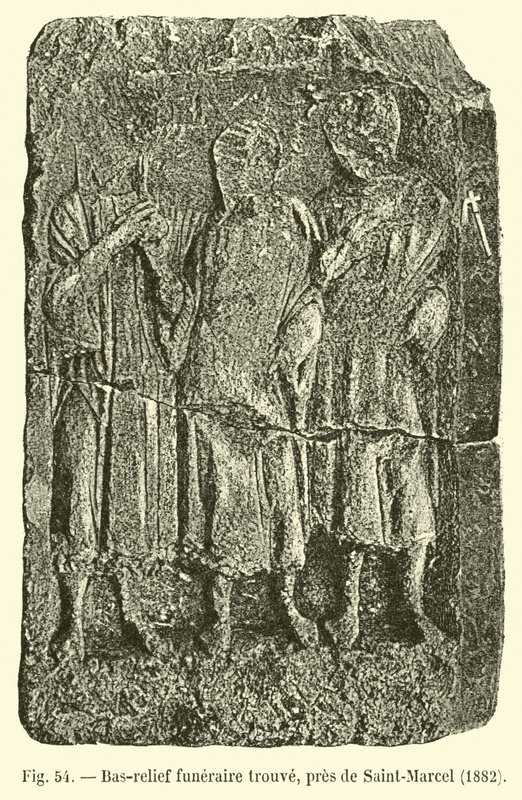 Bajorrelieve funerario encontrado cerca de Saint-Marcel, 1882 de French School
