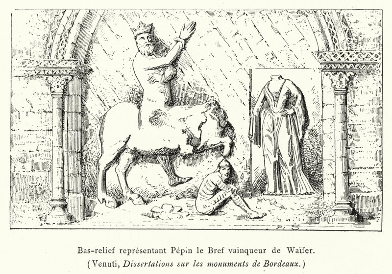 Bajorrelieve representando a Pepin el Breve vencedor de Waifer (grabado) de French School