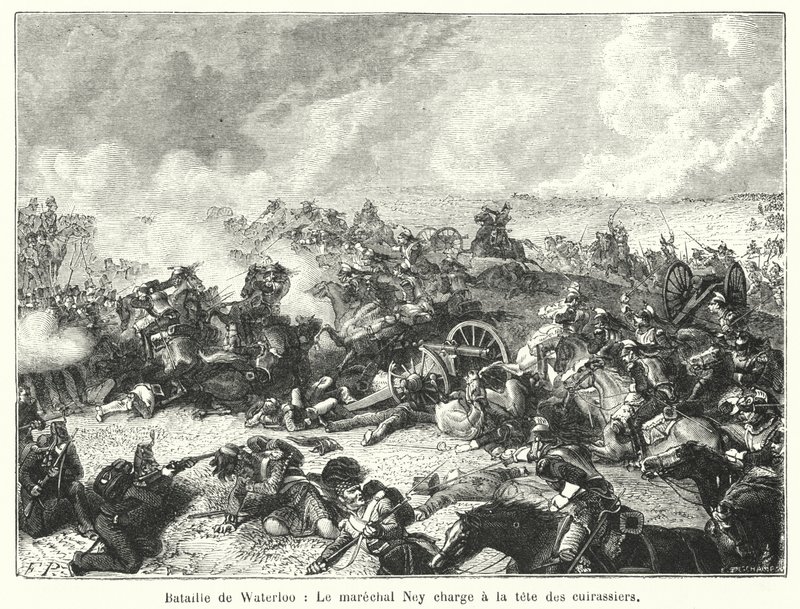 Batalla de Waterloo, El mariscal Ney carga a la cabeza de los coraceros de French School