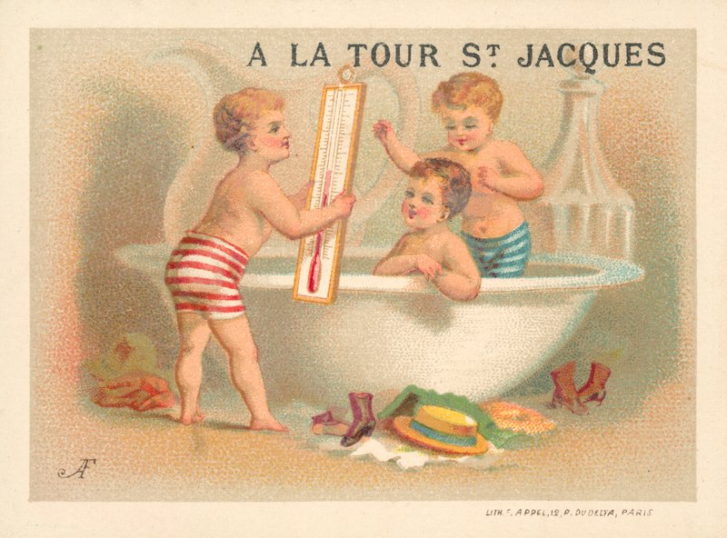 Hora del baño (cromolitografía) de French School