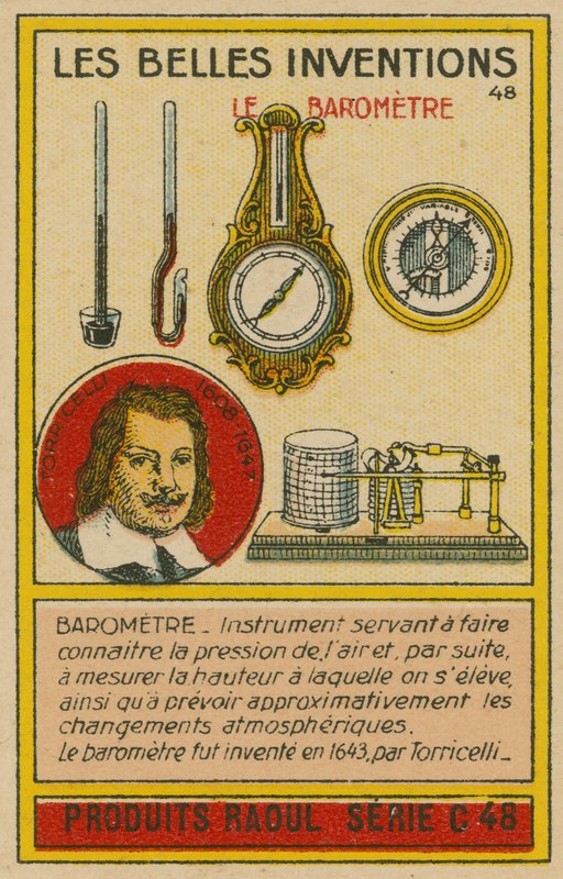 Tarjeta de inventos hermosos, barómetros de French School