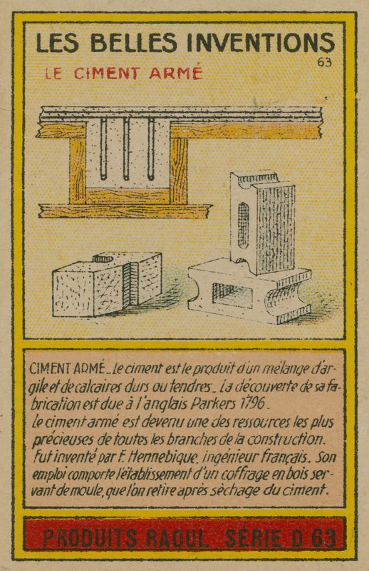 Tarjeta de inventos hermosos, hormigón armado de French School