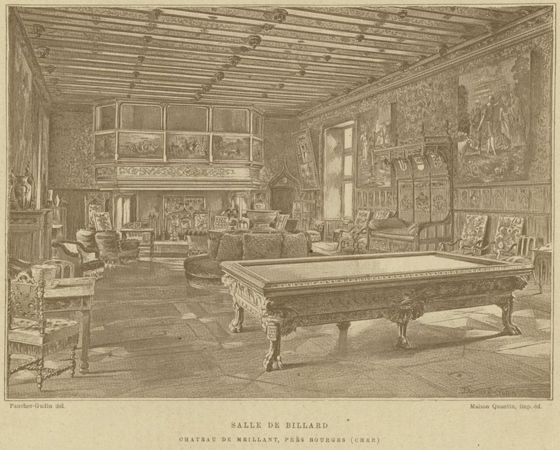 Sala de billar, Chateau de Meillant, cerca de Bourges, Francia de French School