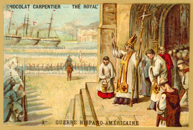 Obispo bendiciendo a las tropas, Guerra Española-Americana de French School
