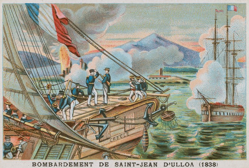 Bombardeo de San Juan de Ulúa, México, por los franceses, 1838 de French School