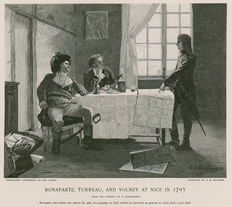 Bonaparte, Turreau y Volney en Niza en 1793 de French School