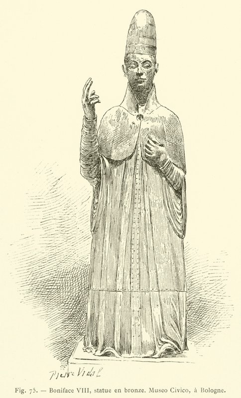 Bonifacio VIII, estatua de bronce, Museo Cívico, en Bolonia de French School