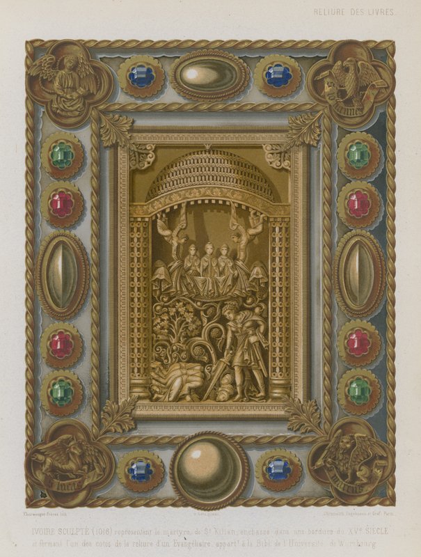 Encuadernación que representa el martirio de San Kilian de French School