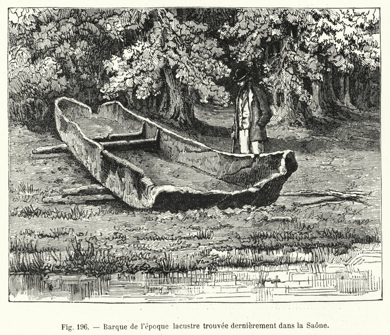 Braque de la época lacustre encontrada recientemente en el Saona (grabado) de French School