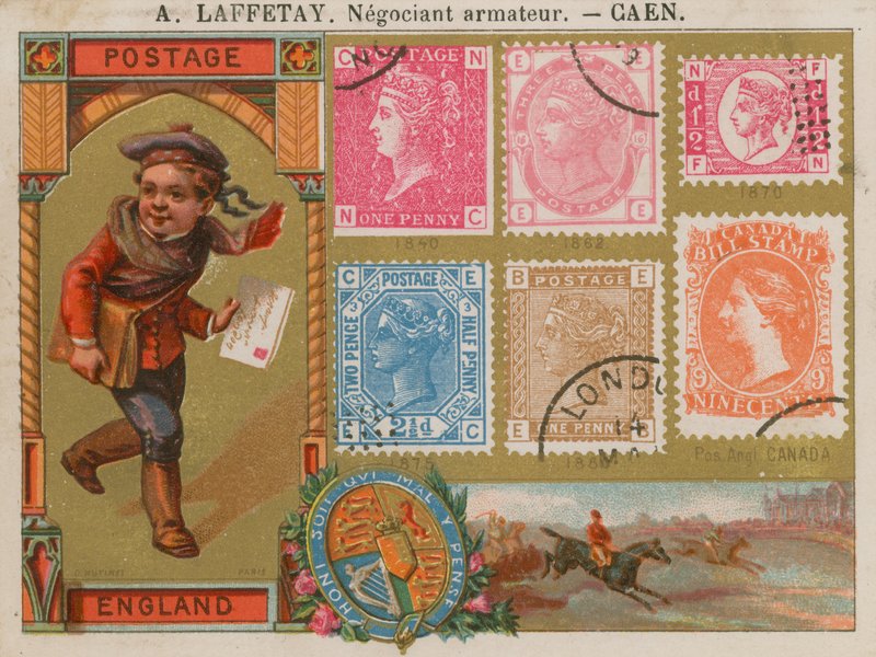 Sellos postales británicos y canadienses de French School