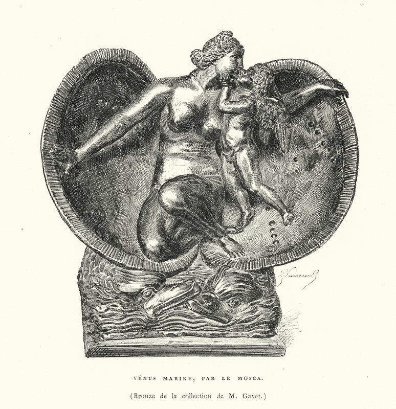 Bronce que representa el nacimiento de Venus, por Le Mosca de French School