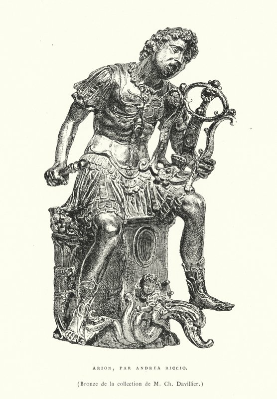 Figura de bronce del poeta griego antiguo Arion, por el escultor renacentista italiano Andrea Riccio, finales del siglo XV o principios del siglo XVI de French School