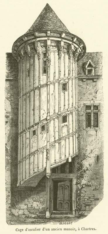 Escalera de un antiguo caserón, en Chartres de French School