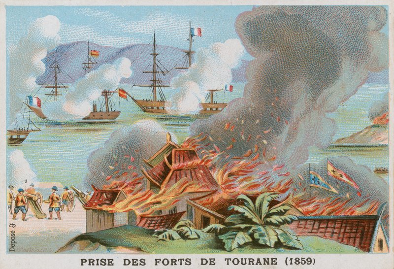 Captura de los fuertes de Tourane, 1859 de French School