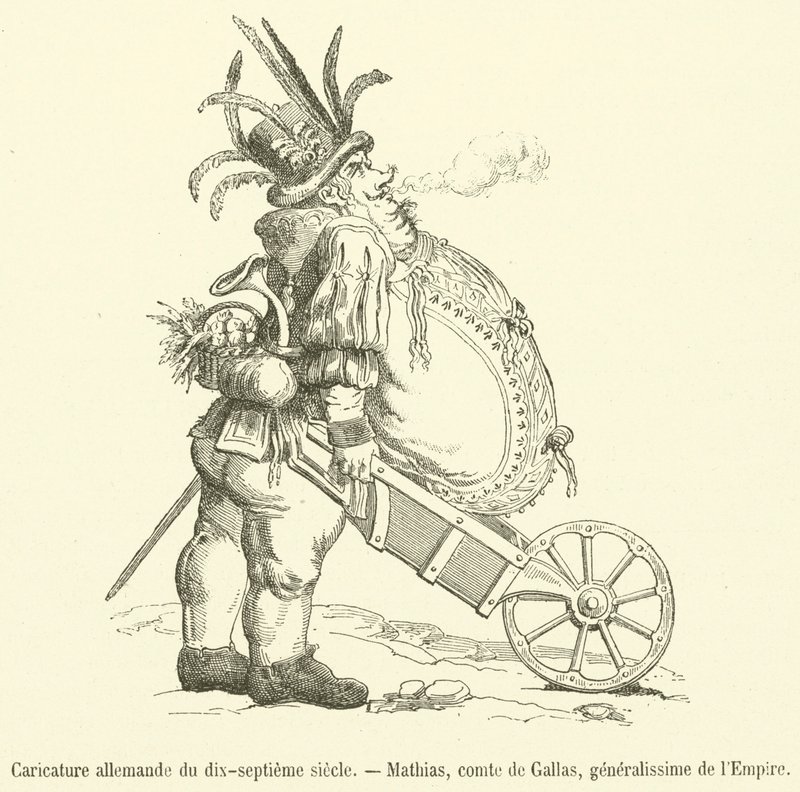 Caricatura alemana del siglo XVII, Matías, conde de Gallas, generalísimo del Imperio de French School
