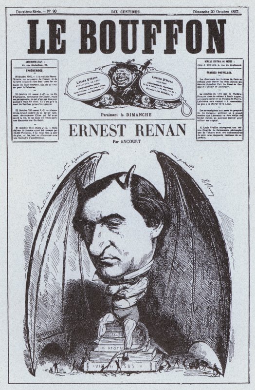 Caricatura del filósofo francés Ernest Renan de French School