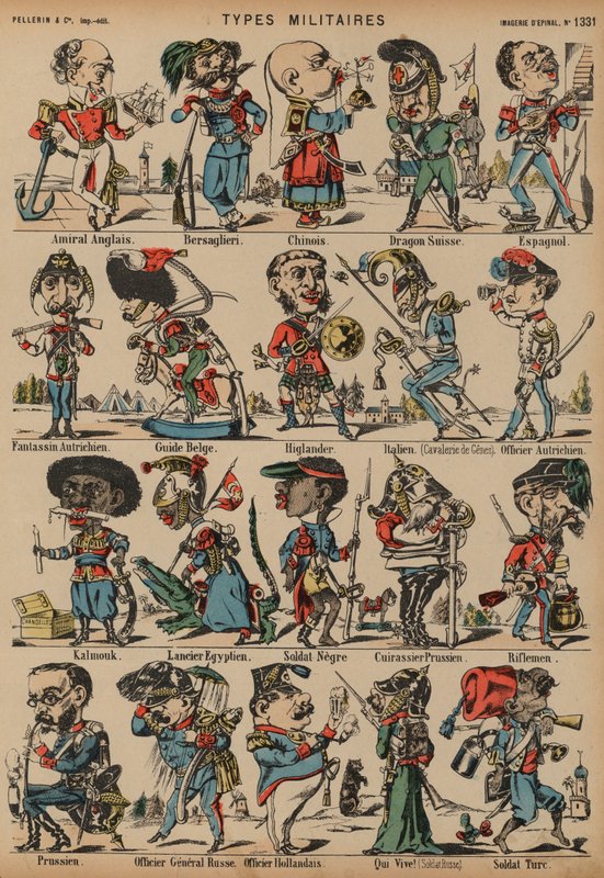 Caricaturas de figuras militares de French School