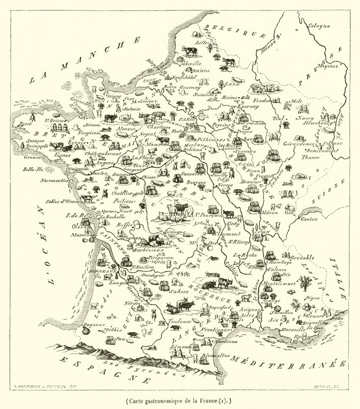 Mapa gastronómico de Francia de French School