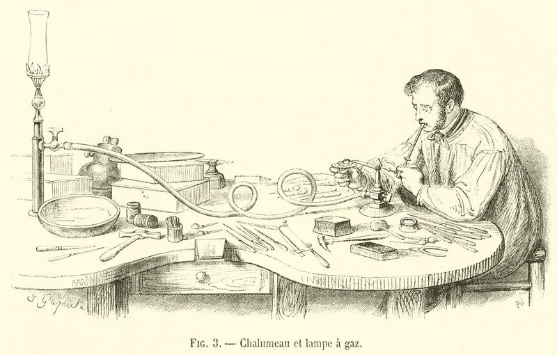 Chalumeau y lámpara de gas de French School