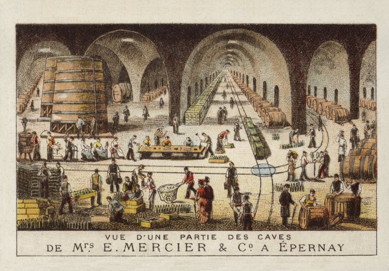 Bodegas de champán de E Mercier & Co, Epernay, Francia de French School