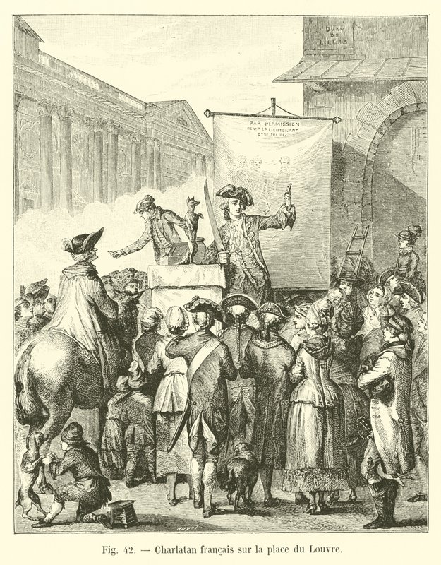 Charlatán francés en la plaza del Louvre de French School