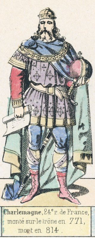Carlomagno, 24º rey de Francia, sube al trono en 771, muere en 814 de French School