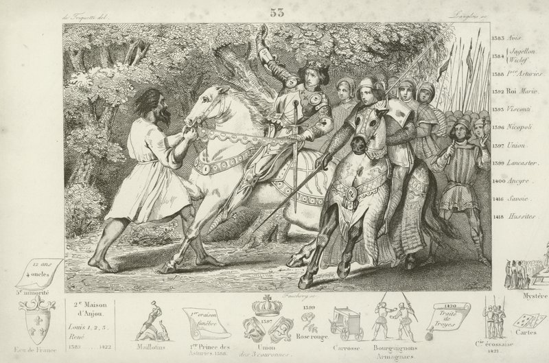 Carlos VI de Francia es advertido de una emboscada en el bosque cerca de Angers, 1392 de French School
