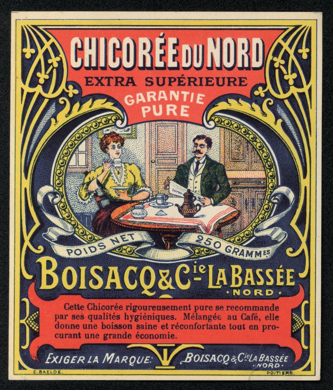 Chicoree du Nord, Boisacq y Cie la Bassee, anuncio (litografia en color) de French School