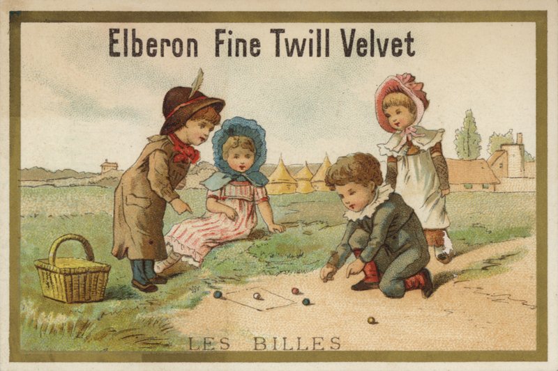 Niños jugando a las canicas (cromolitografía) de French School
