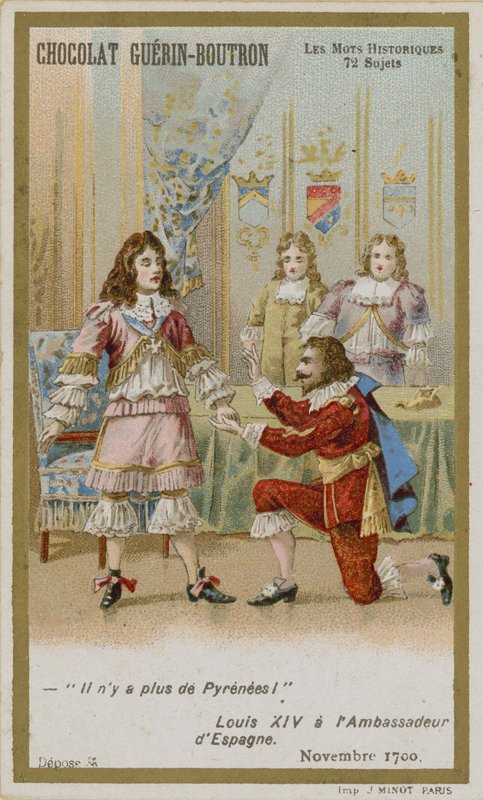 Tarjeta comercial de Chocolat Guerin-Boutron, serie Palabras Históricas de French School