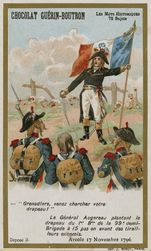 Tarjeta comercial de Chocolat Guerin-Boutron, serie Palabras Históricas de French School