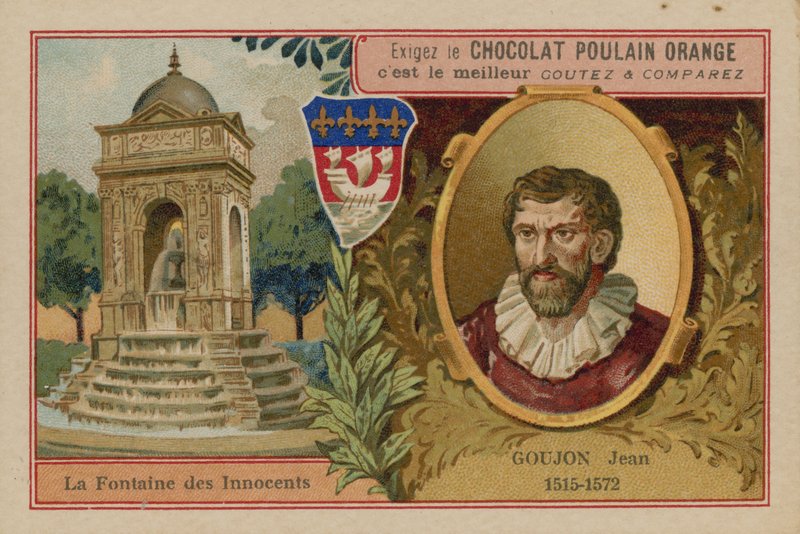 Tarjeta comercial de Chocolat Poulain Orange de French School