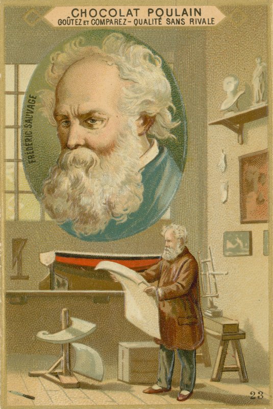 Tarjeta comercial de Chocolat Poulain, Frederic Sauvage de French School