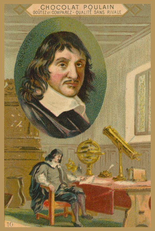 Tarjeta comercial de Chocolat Poulain, Rene Descartes de French School