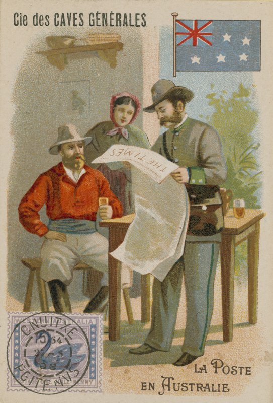 Tarjeta comercial de Cie des Caves Generales, postal de French School