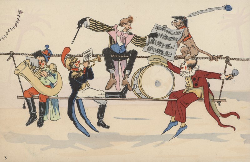 Escena de circo, de un conjunto de postales interconectadas de French School